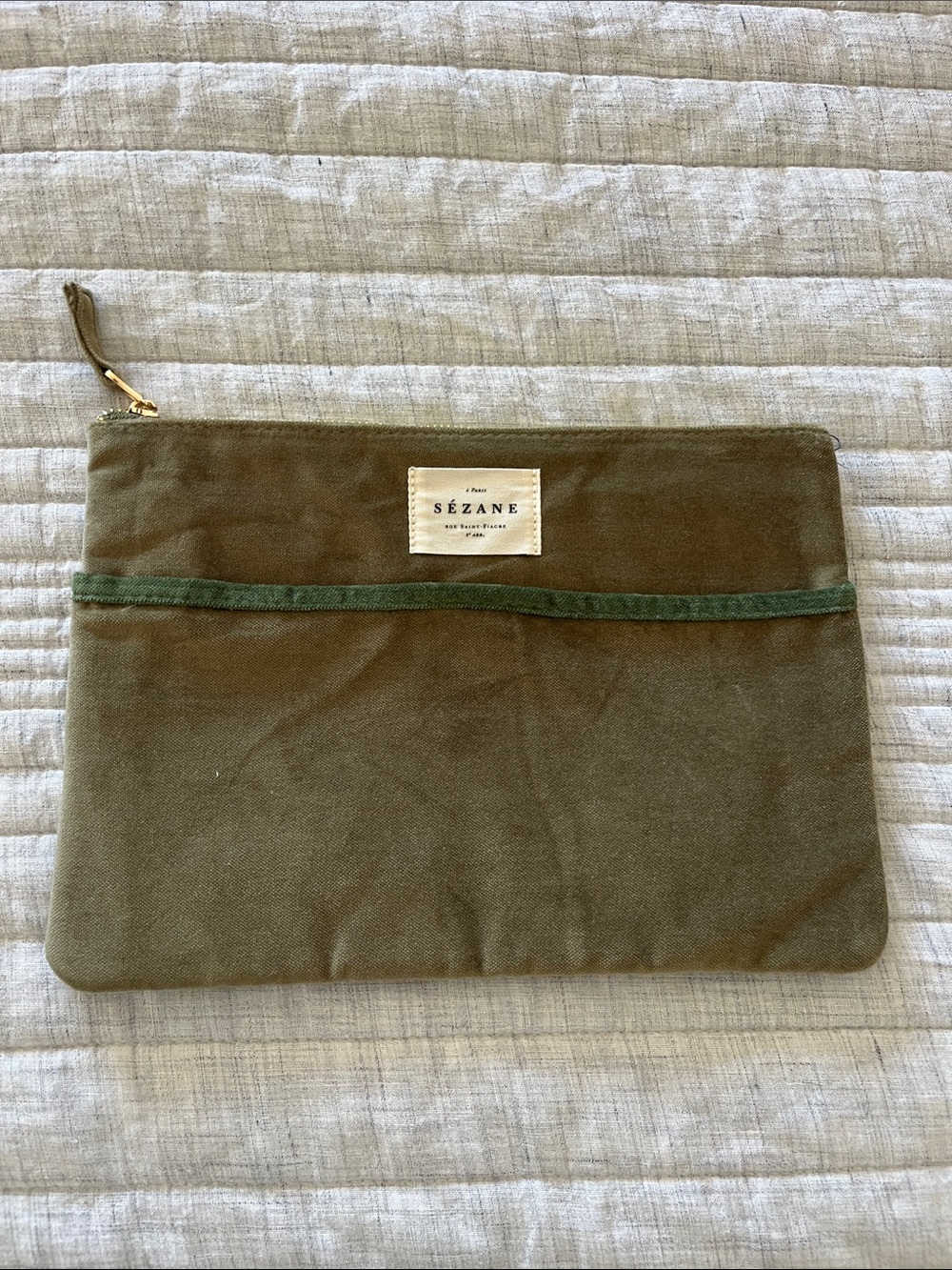 Sezane velvet zippered pouch with magnetic pocket